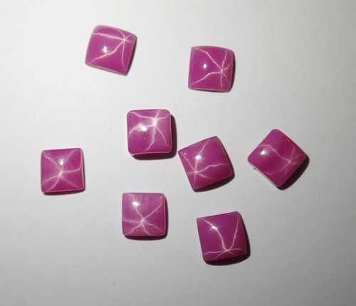 Opaque Star Ruby Square 5x5 mm Cabochon sharp cornered Lab-created 2 pcs Lot - Picture 11 of 12