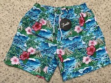 Frank's Australia Men's Oahu Pink Tropical Lined Small Swim Trunks Shorts M