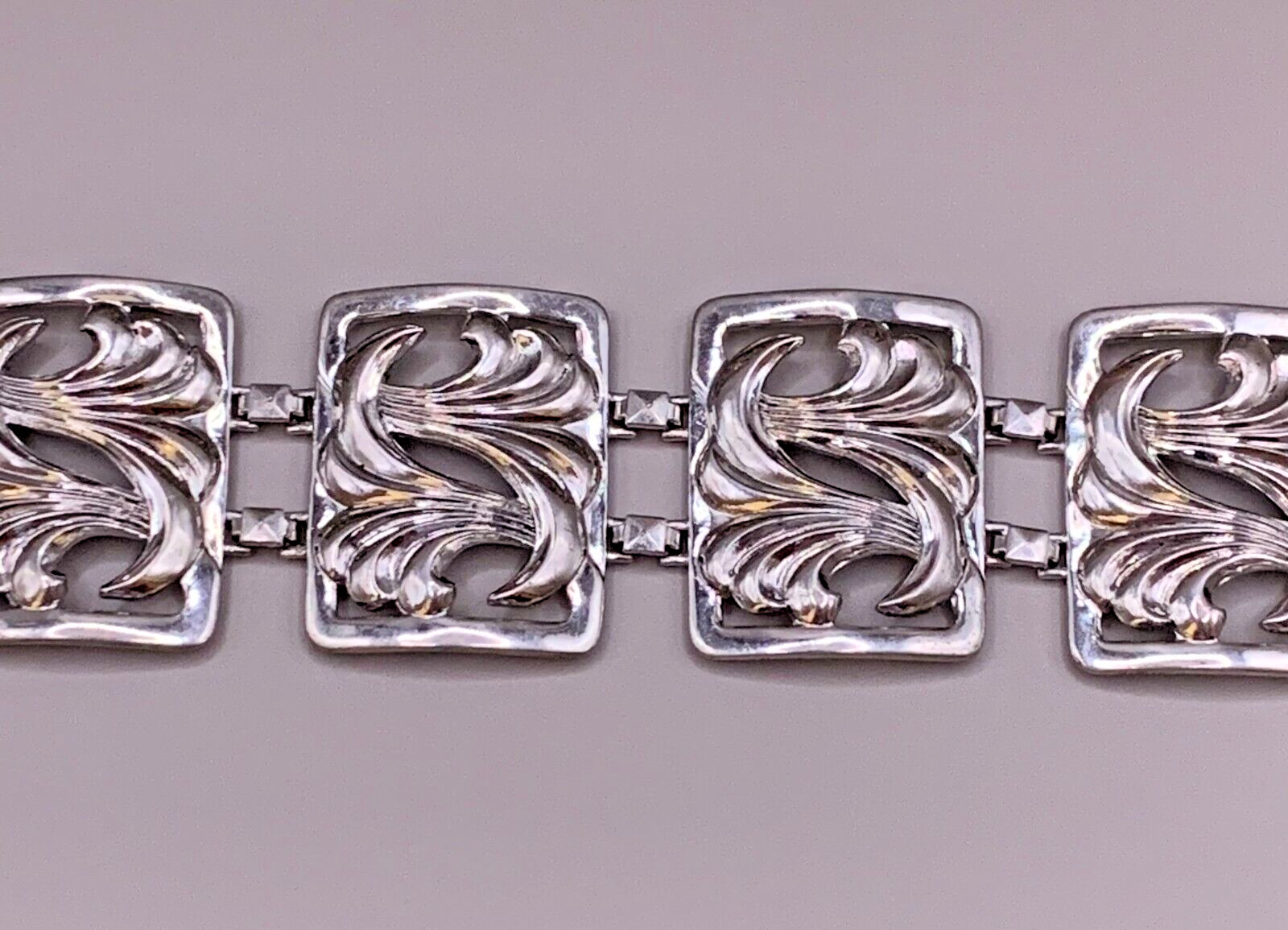 Repousse Openwork Panel Sterling Silver Wave Vtg … - image 6