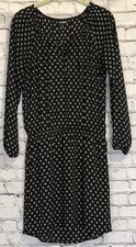 EXPRESS Women's Dress Long Sleeve Lined Size XS Black & White Elastic Waist EUC
