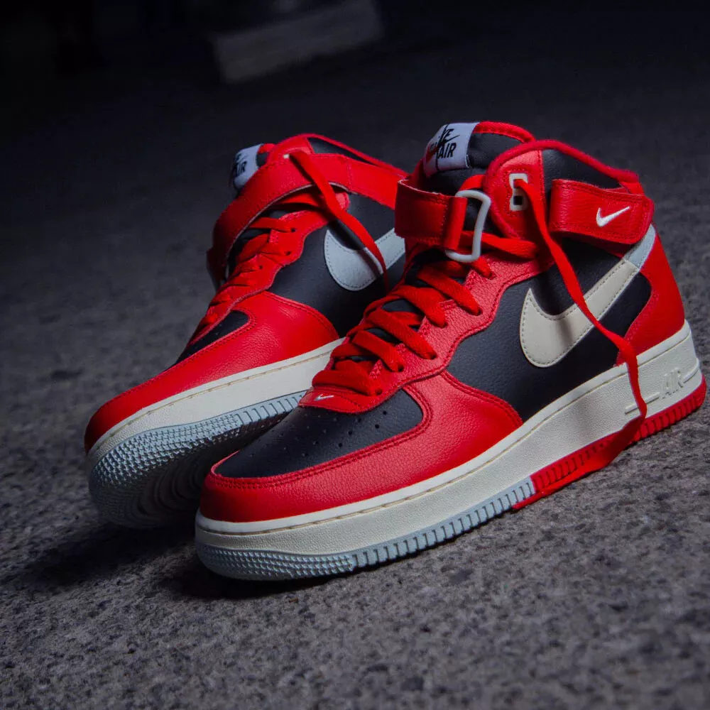 Nike Air Force 1 '07 LV8 Mid Sneakers in Red and Black