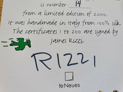 Cravate James Rizzi En Soie - Édition Limitée, Signée à La Main - Neuf Avec étiquettes