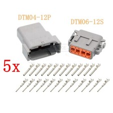 5x Deutsch DTM06-12S/DTM04-12P Sealed Waterproof Electrical Connector Plug Kits