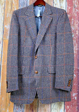 NWT Vintage Lands End Men's Houndstooth Wool Tweed Sport Coat Jacket 40 Long