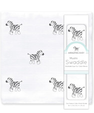Amazing Baby Newborn Muslin Swaddle Blanket Zebra 36" x 36"