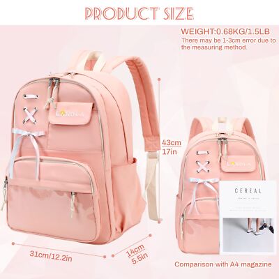 Lanola Lightweight Backpack For School & Travel - Water Resistant, Fits 15.6" Laptop, Lots Of Pockets