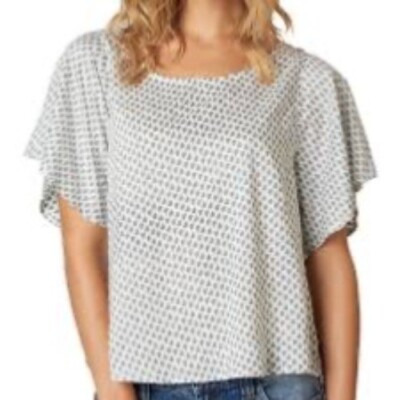 Prana Emmi flutter-sleeve top with leaf print Blouse XS