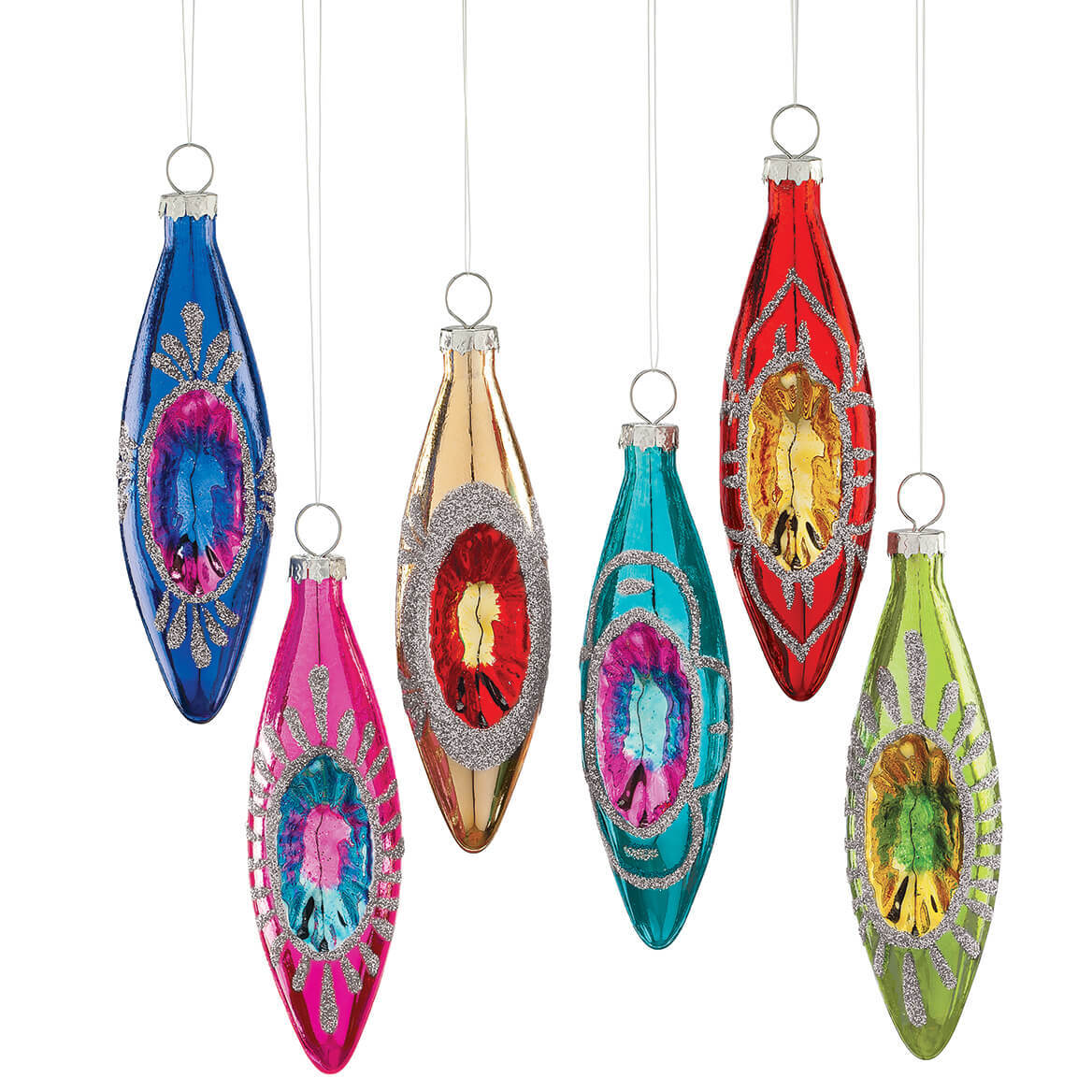 Retro-Like Glass Ornaments, Set of 6
