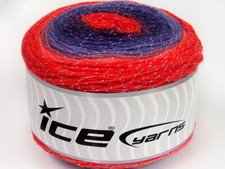 2-Skein/Cakes Lot Cakes Glitz Yarn Light Metallic 2x150g/540m Red Purple Shades