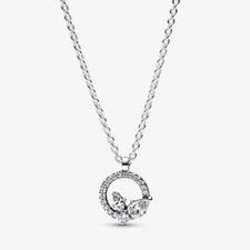 Pandora Sparkling Herbarium Circle & Cluster Pendant Necklace New
