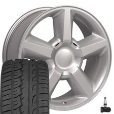 20 Inch Silver 5308 Rims 27555r20 Tires Tpms Set Fit Silverado Tahoe Suburban
