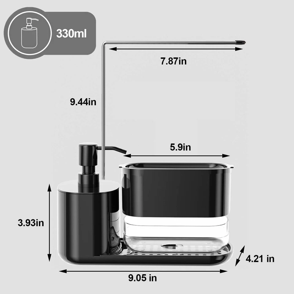 Kitchen Soap Dispenser Set with Tray and Sponge Holder, Dish and Hand Soap Disp. - Изображение 3 из 4