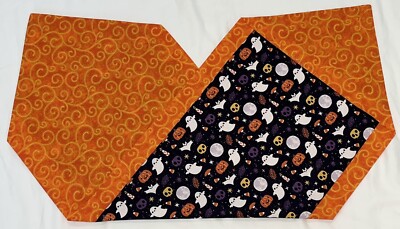 Halloween Table Runner Centerpiece Ghost Pumpkin Bat Moon Black Orange 42''L 15 W