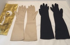 Vintage Women's Gloves:  Long Opera by Hansen Tan Black Sz 6.5 GUC