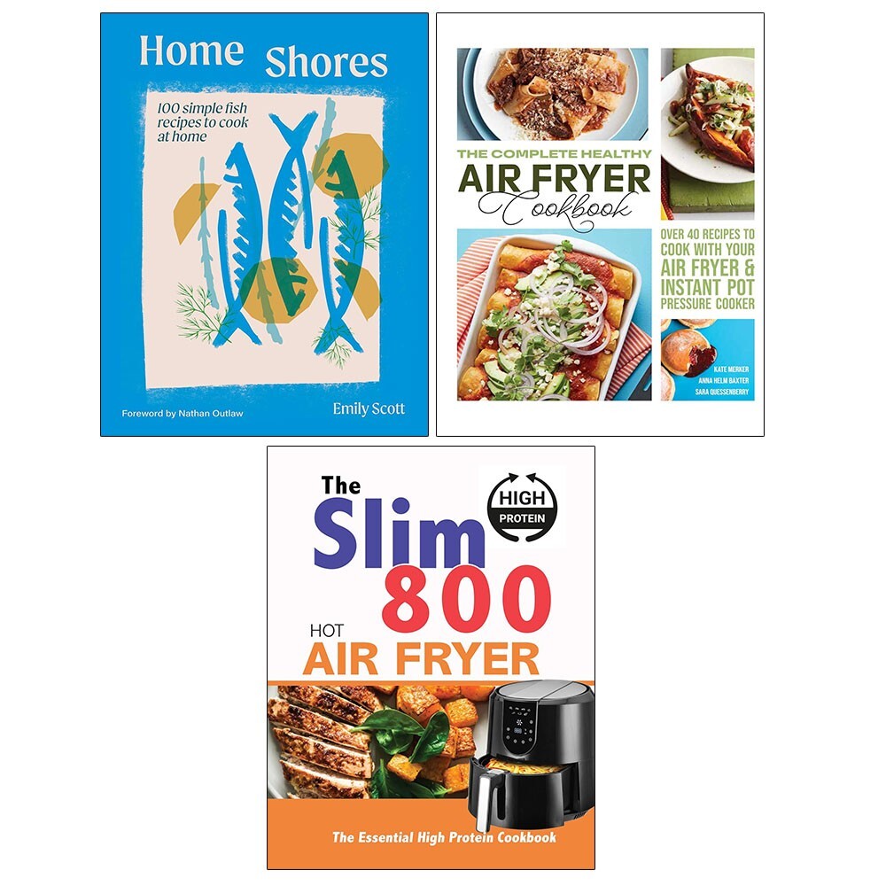 Home Shores HB, Slim 800 Hot Air Fryer, Complete Healthy Air Fryer 3 Books Set