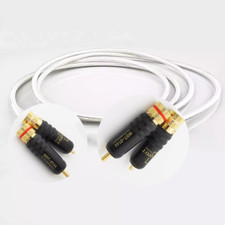 Pair 4N Pure Silver Semi Balanced RCA Cable Gold Plated RCA Plug Weld Connection