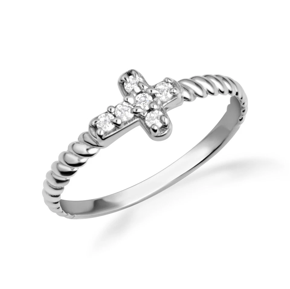 Anillo de oro con cuerda cruzada de diamantes (disponible en oro amarillo/rosa/blanco) Foto 4 de 4