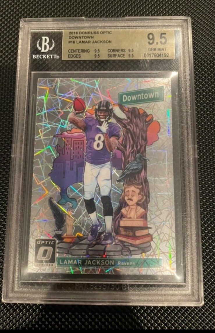 2018 Donruss Optic Downtown DT-16 Lamar Jackson Rookie BGS 9.5 True Gem Mint Card