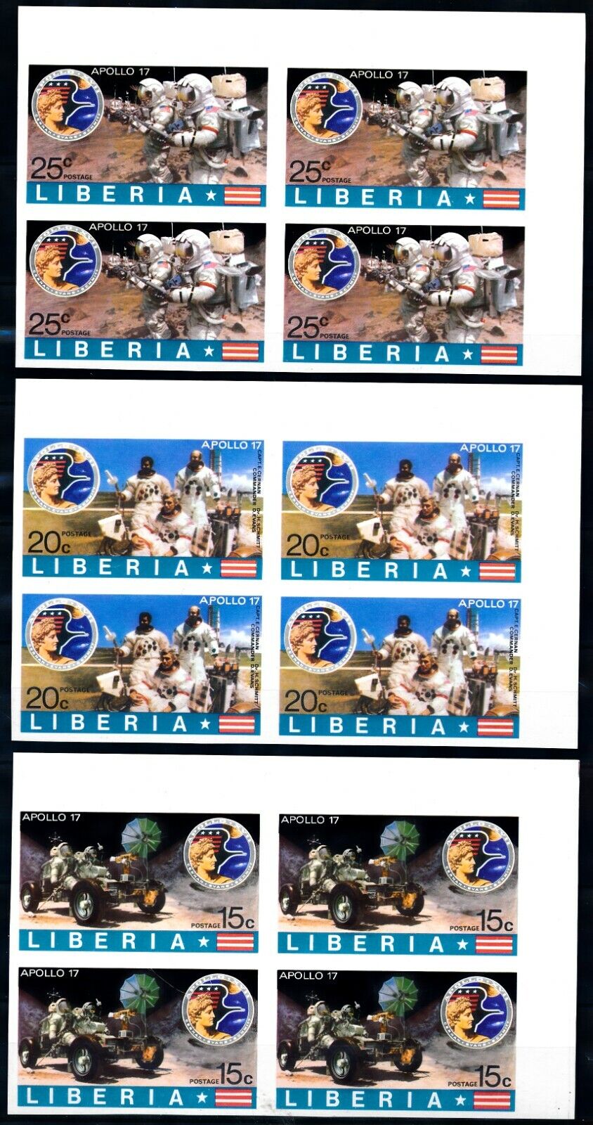 Trust I2909 Liberia 1973 Space good set in MNH VF of block Columbus Mall 4 stamps