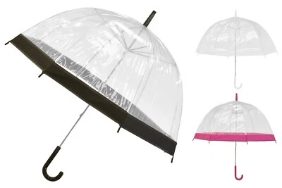 KANDY Large Clear See Through Dome Umbrella Ladies Transparent Walking Rain Brolly