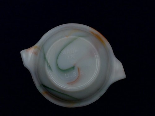Cenicero de pestaña elipsoide de vidrio ágata Akro. Remolino multicolor. - Imagen 2 de 5
