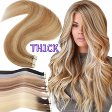 Tape In Russian Remy Human Hair Extentions Full Head Thick Skin Weft 60PCS/150G