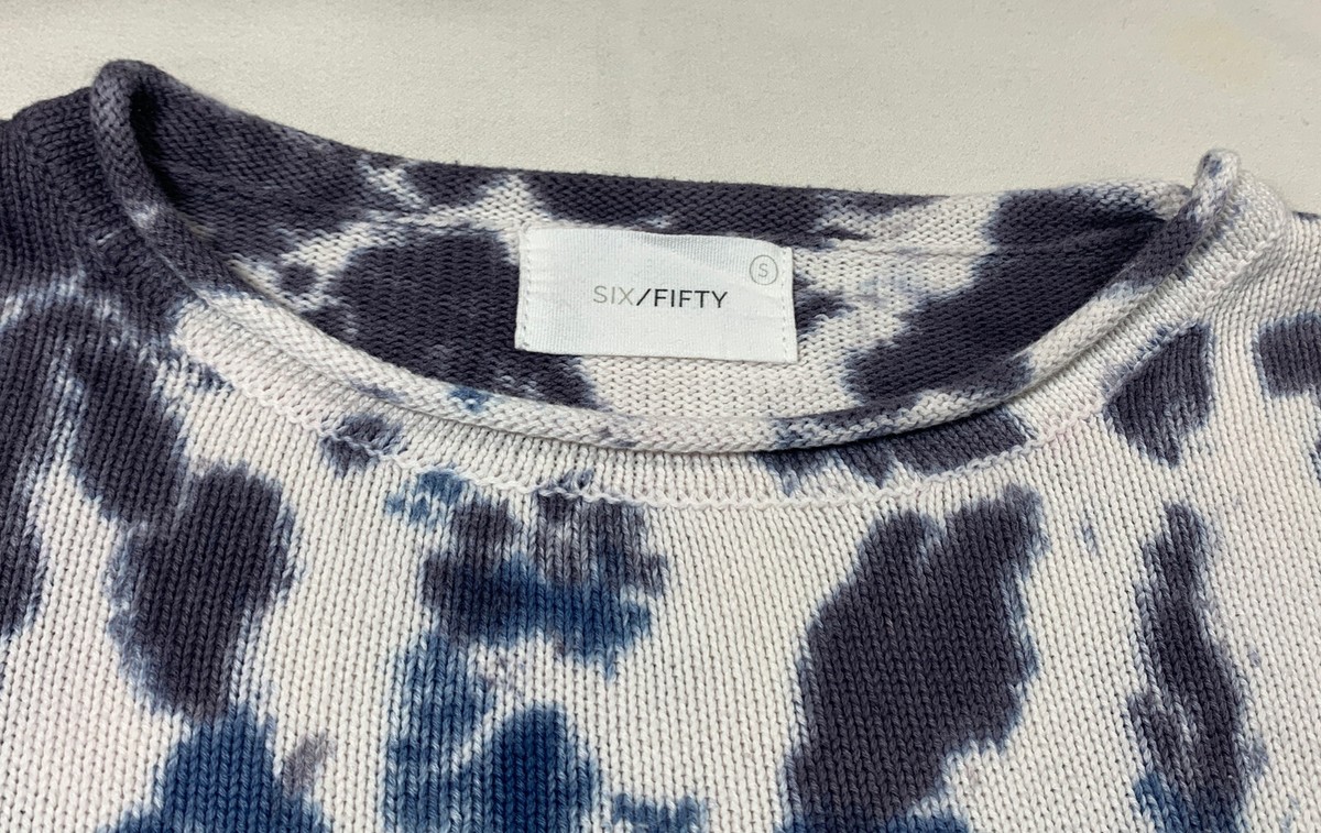 SIX/FIFTY Top Sweater Sz S 100% Cotton Knit Tie Dye Deconstruct