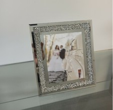 Crushed Diamond Crystals Filled Silver Bling Photo Frames Glass Picture Frames