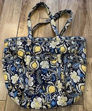 VERA BRADLEY Glenna Midnight Blues Satchel Shoulder Tote Size Large 22 x 18 x 7