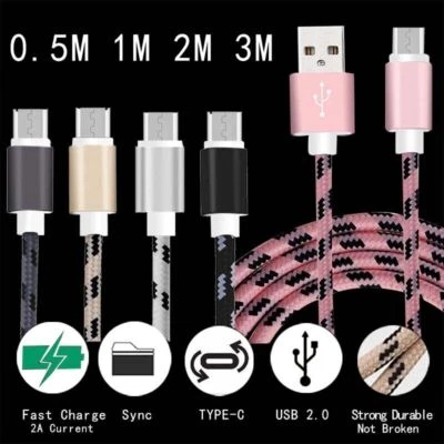 Fast 0.5m-3m Type C USB-C Data Sync Tablet Moble Phone Charging Charger Cable