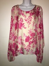 Elena Baldi Womens Size M, Silk Floral Overlay Tank Blouse Top New