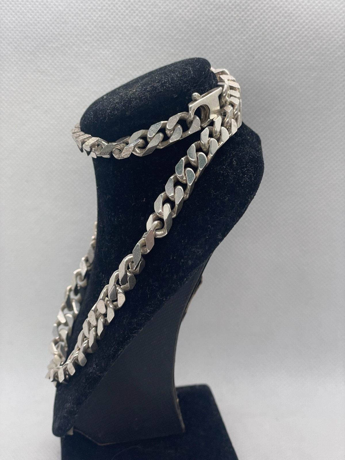 SOLID STERLING SILVER FLAT CURB LINK NECKLACE 69G… - image 3