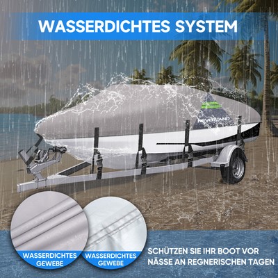 Bootspersenning Bootsabdeckung V-Rumpf Boat Cover für 14-16FT mit Gurten& Tasche