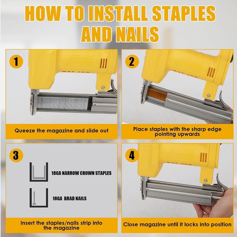 18-Gauge 2-in-1 Brad Nailer & Narrow Crown Stapler – Brushless Cordless For DeWalt 20V Battery, Includes 1000 Nails + 1000 Staples (Battery Not Included)