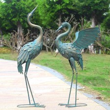 Weather-Resistant Crane Statues,Decorative Bird Sculptures for Lawn and Garden.