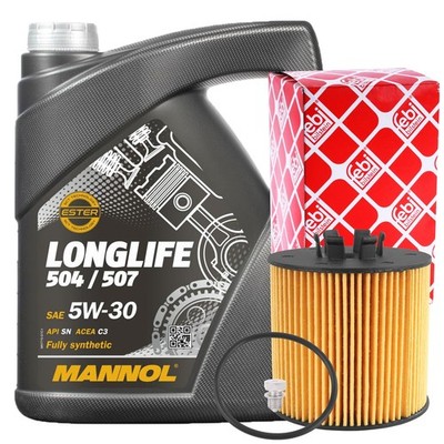 FEBI ÖLFILTER + 5L MANNOL 5W-30 LONGLIFE MOTORÖL für AUDI SKODA VW 504.00 507.00