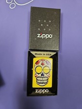 Genuine Zippo Windproof Refillable Pocket Lighter Yellow Skull Design