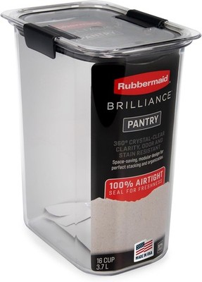 Rubbermaid Brilliance 16-Cup Airtight Food Storage Container with Lid Clear/Grey