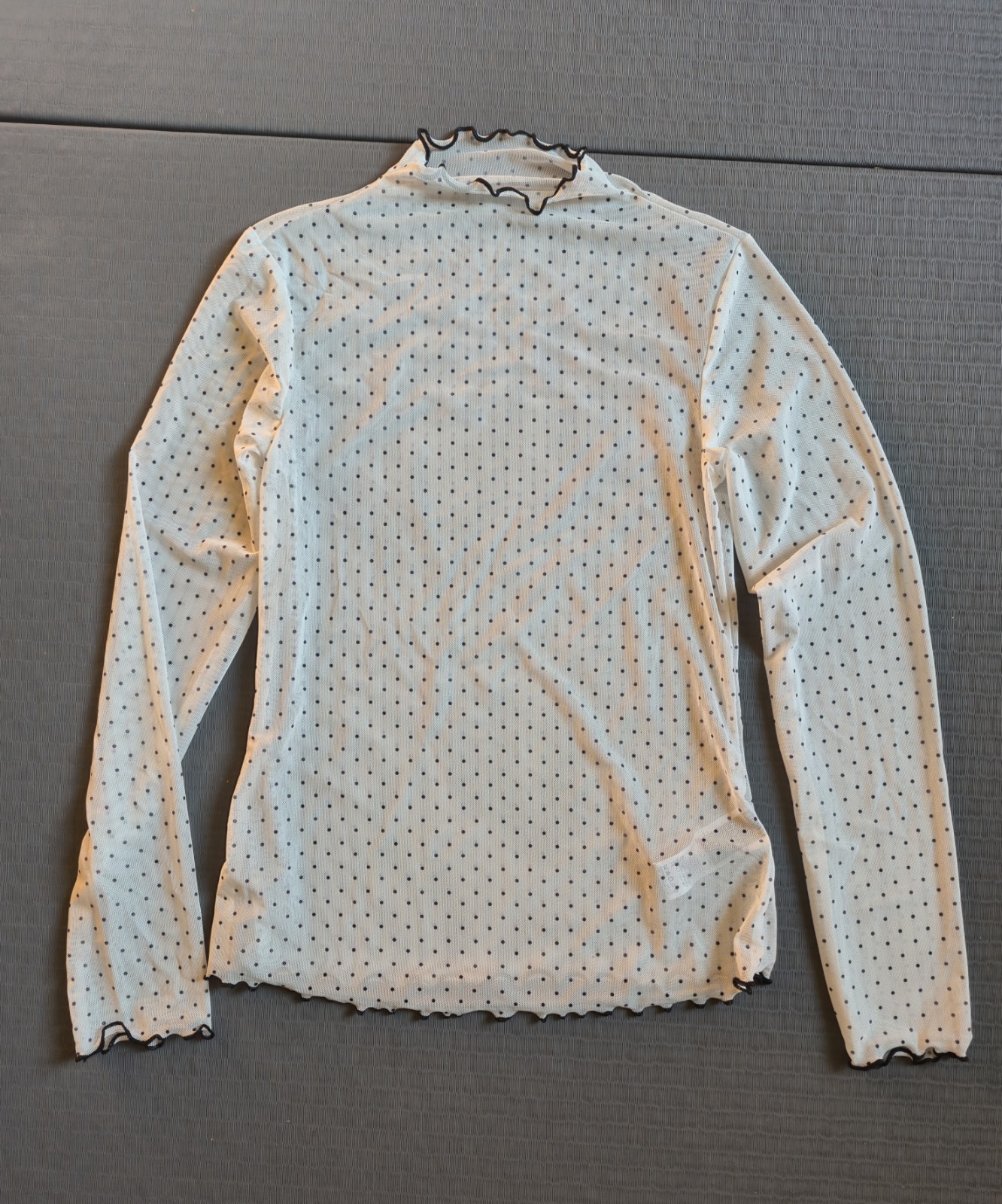 Dazy Sheer Polka Dot Black and White Long Sleeve Blouse