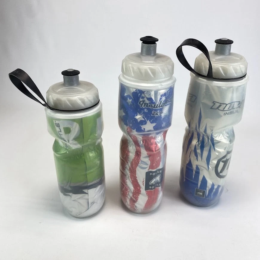 Lot of 3 Polar Insulated Bike Water Bottles USA Flag Polar Bear Novara - Image 2 of 4