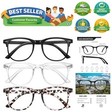 3 Pack Blue Light Blocking Glasses for Women Men, Round Computer Glasses Anti...