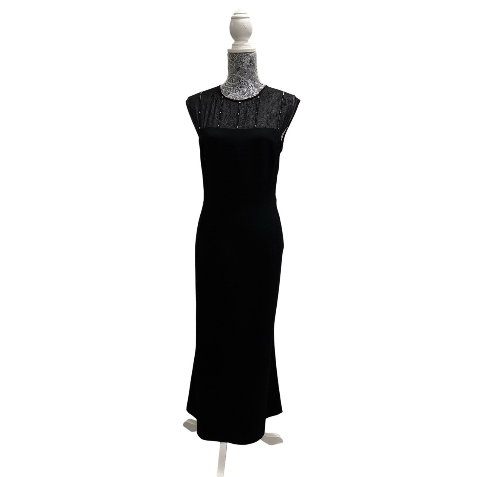 Daymor Couture Maxi Black Rhinestone Dress For Formal Occasion Size 16