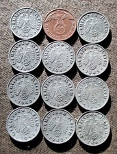 BIG LOT AUTHENTIC OLD COINS OF THIRD REICH NAZI GERMANY (1938-1944) WORLD WAR II