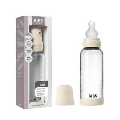 Baby Glass Bottle. 8 US fl oz / 240 ml. Anti-Colic. Vented Round Silicone Nip...