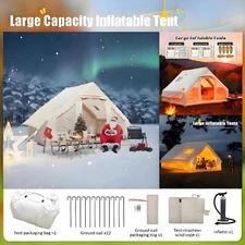 Inflatable Camping Tent 2-8 People Glamping Tent for Family Camping with Pump