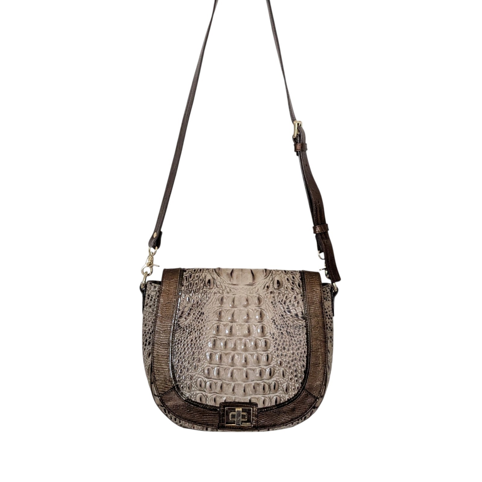 Brahmin Sonny Crossbody Carlisle Reptile Embossed Leather Detachable Strap
