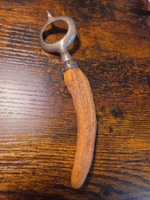 Antique John Hasselbring Sterling 120 Stag Handle Combo Bottle Opener Corkscrew