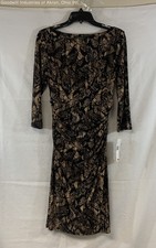 Lauren Ralph Lauren Brown Snakeskin Print Ruched Sheath Dress Women's Size 8 NWT