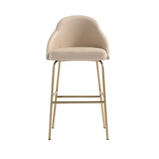 Gracie Tan and Gold Leatherette Barstool with Steel Legs