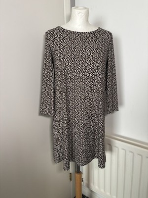 Mango Basics Swing-Kleid Leopardenmuster Gr. S Langarm Animalprint